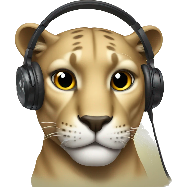panther wearing headphones emoji