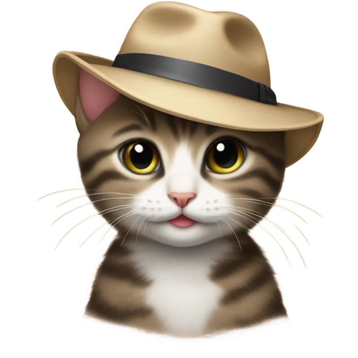 Kitten wearing fedora emoji