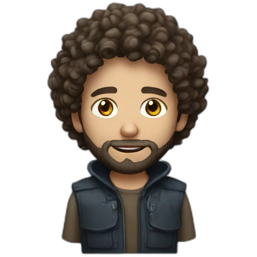 thief adult curly hair and beard white skin emoji