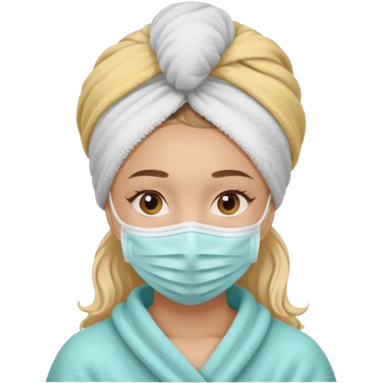 Face cleanser girl with mask and towel on her hair emoji