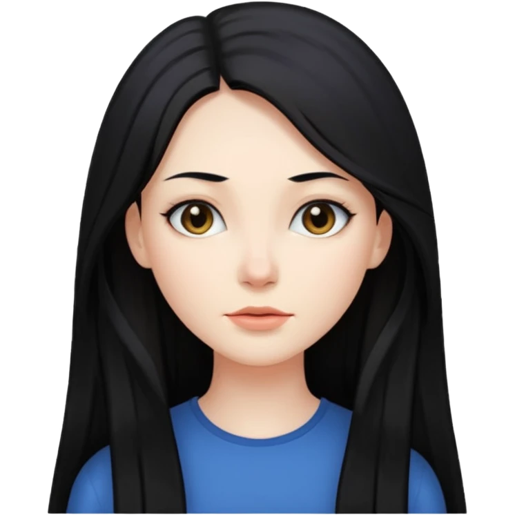 Long black hair woman no facial expression emoji