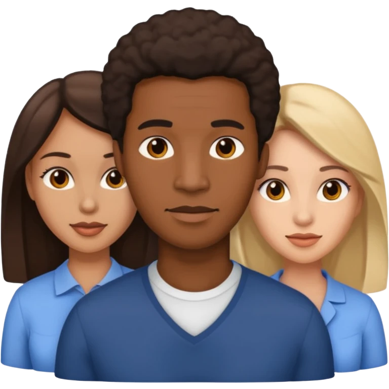 Black man with two women emoji