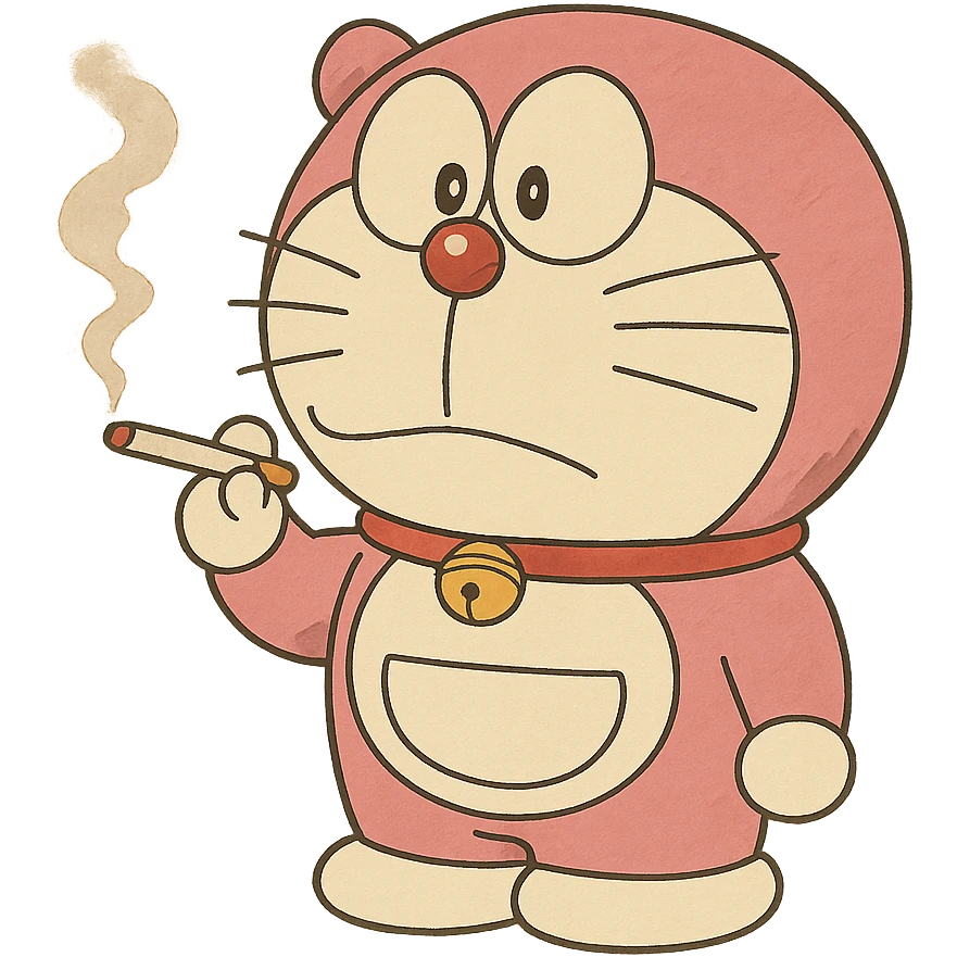 pink Doraemon smoking emoji
