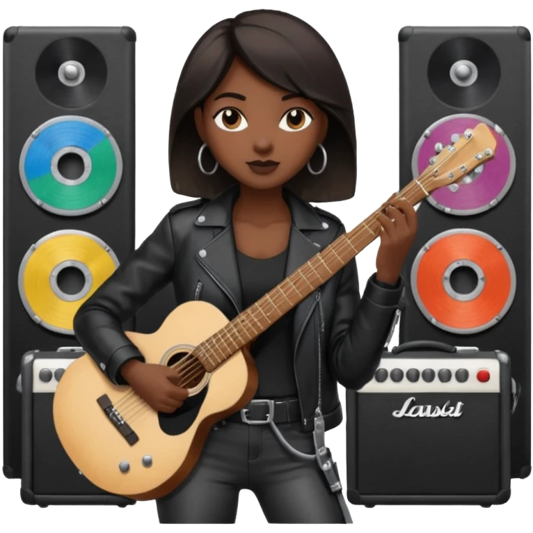 concert black Cable reels connected do a guitar woman emoji
