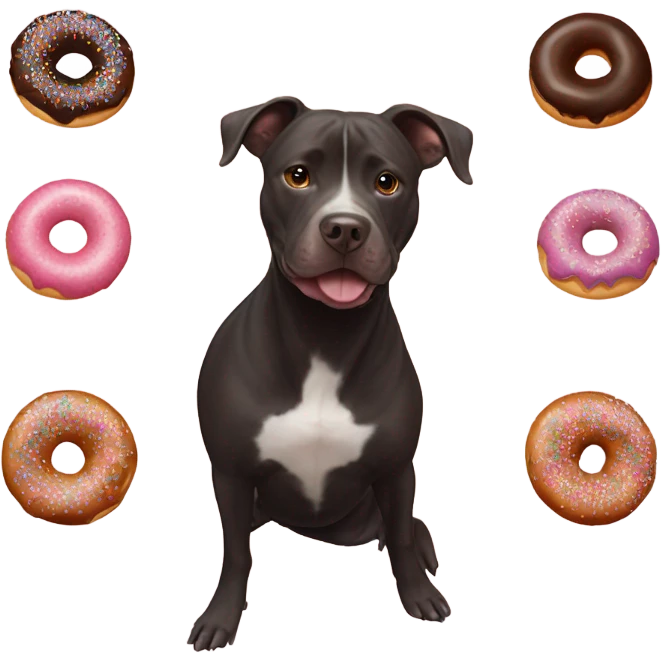Black pitbull fused with a chocolate doughnut  emoji