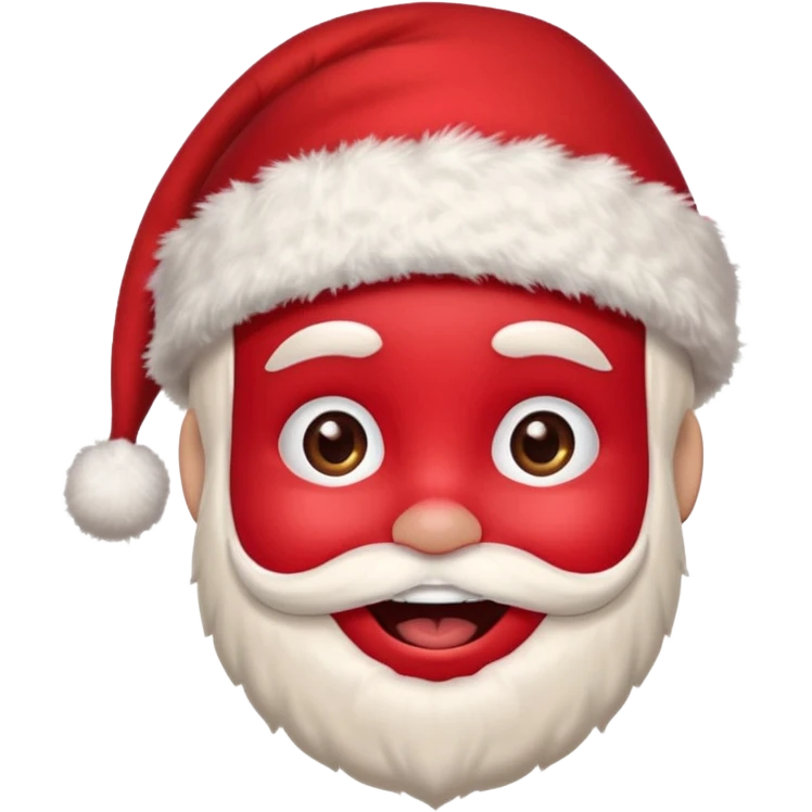 A small smiling face wearing a red Santa hat with a pompom, rosy cheeks and twinkling eyes, conveying a warm, festive vibe. It should be a trolling smile. emoji