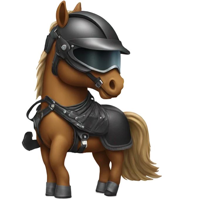 Horse wearing motorcycle helmet and boots emoji