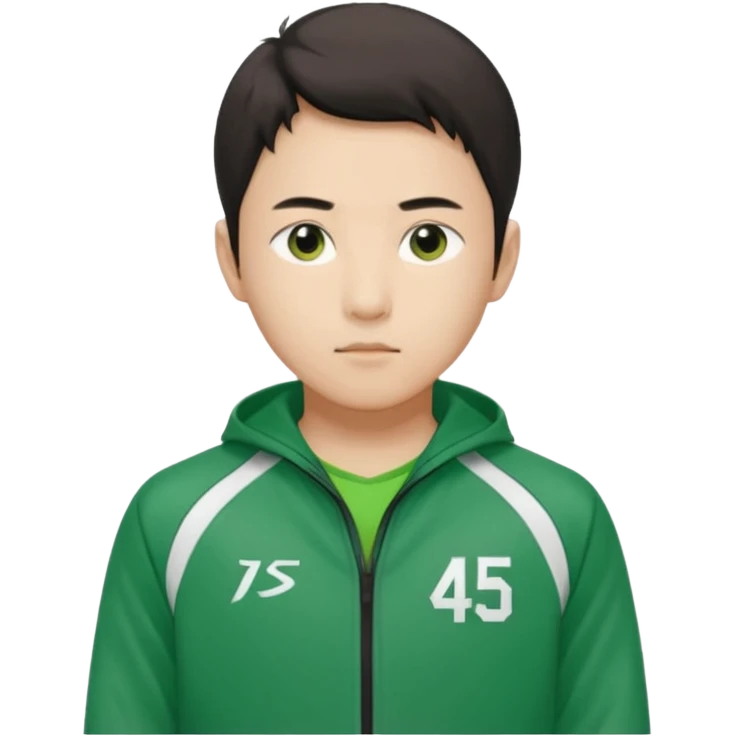 Draw Seong Gi-hun (Player 456) in green tracksuit with the white number 456 clearly printed on the chest & jacket. emoji