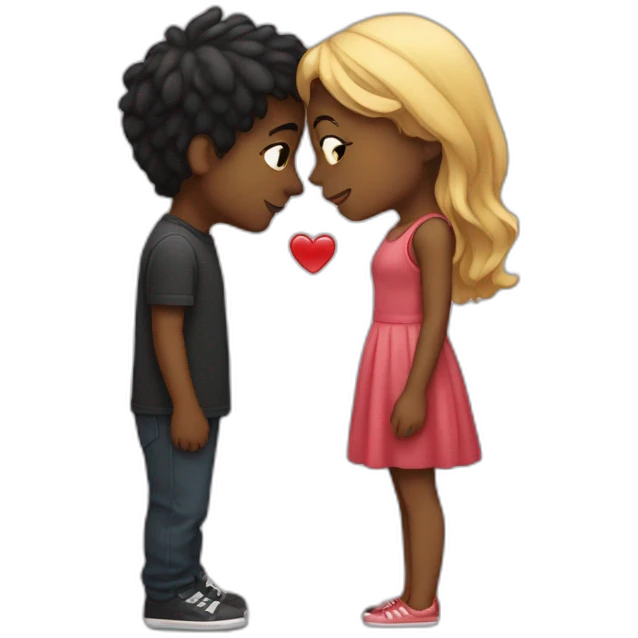 Light boy kissing dark girl emoji