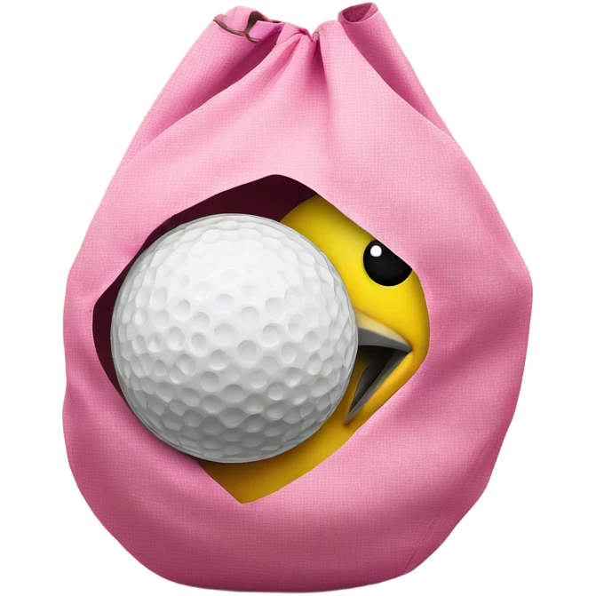 bird with two big pink golf balls in a sack emoji