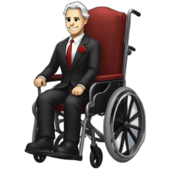 charismatic satan with a suit on a wheelchair emoji