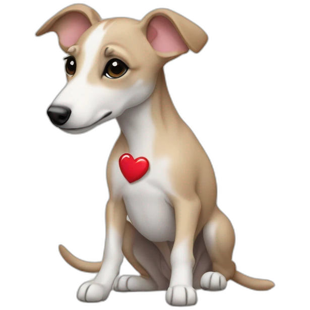 beige whippet puppy with heart emoji