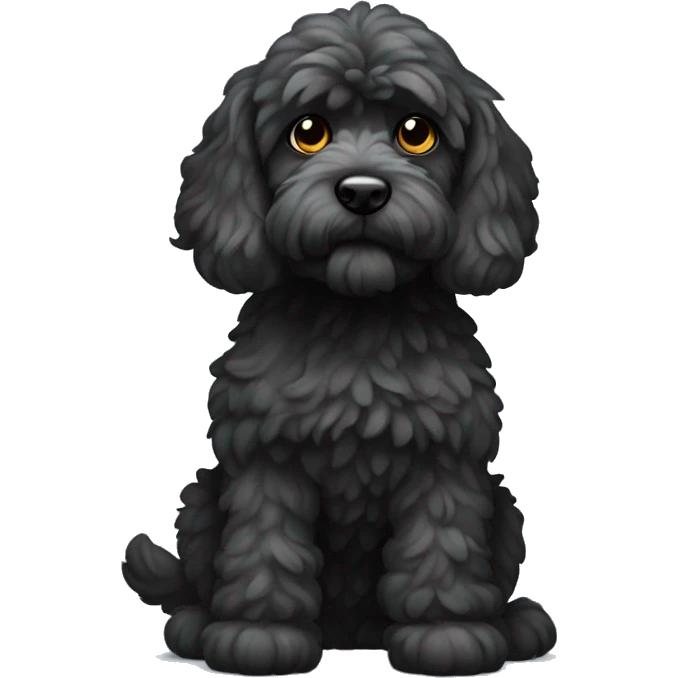Black cockapoo full body with white flash on chest  emoji