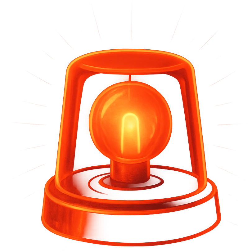 red rotating emergency beacon, stylized, glowing effect, no text emoji