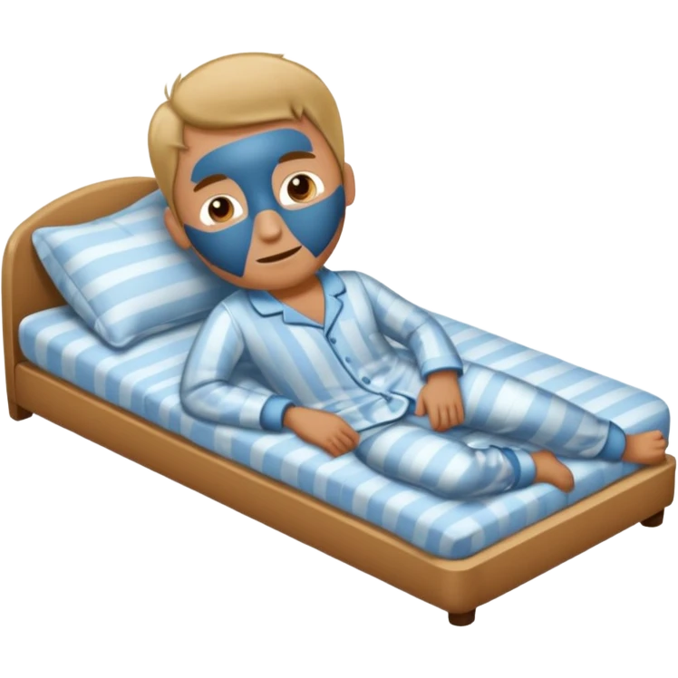 Um homem deitado,com o corpo inteiro ,deitado reto,mas com ele deitado na cama emoji