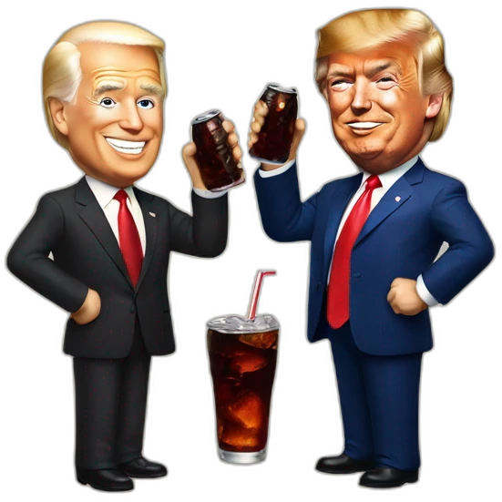 Donald trump and Biden drink cola emoji