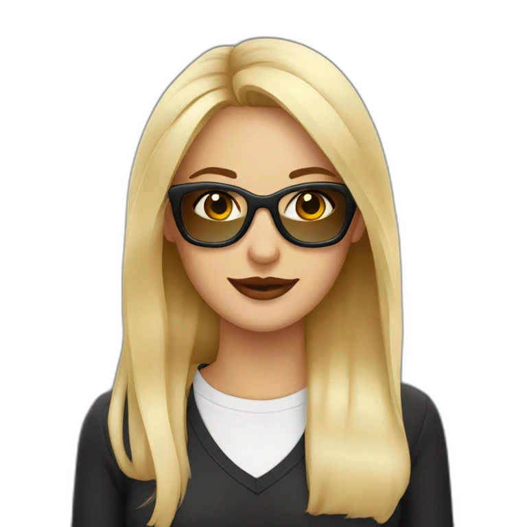 Mujer rubia con ojos cafe y gafas nEGRAS emoji