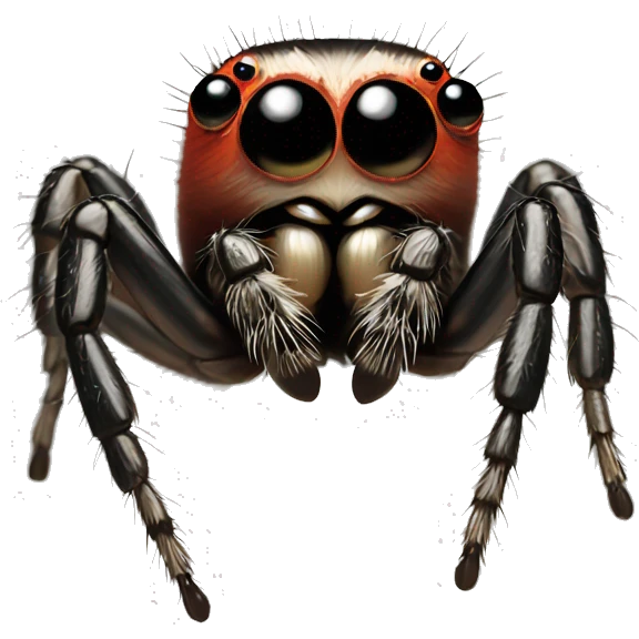 Jumping spider with a smile emoji