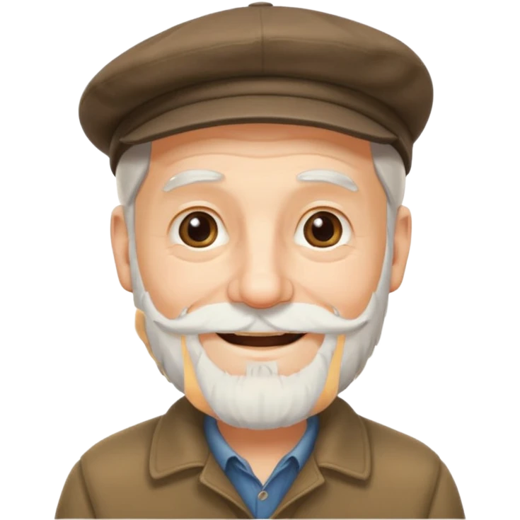 Old man white beard wearing a flat cap emoji