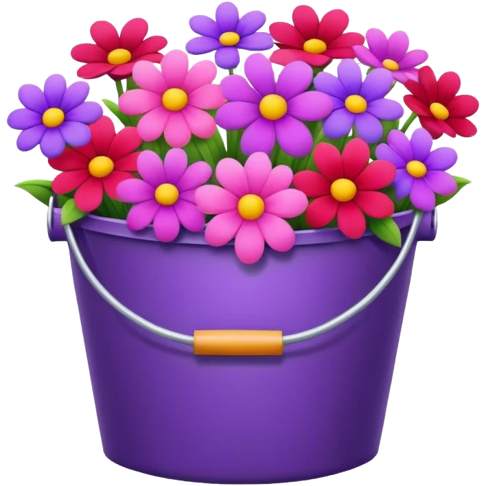 Create pink and purple and red flowers bucket emoji