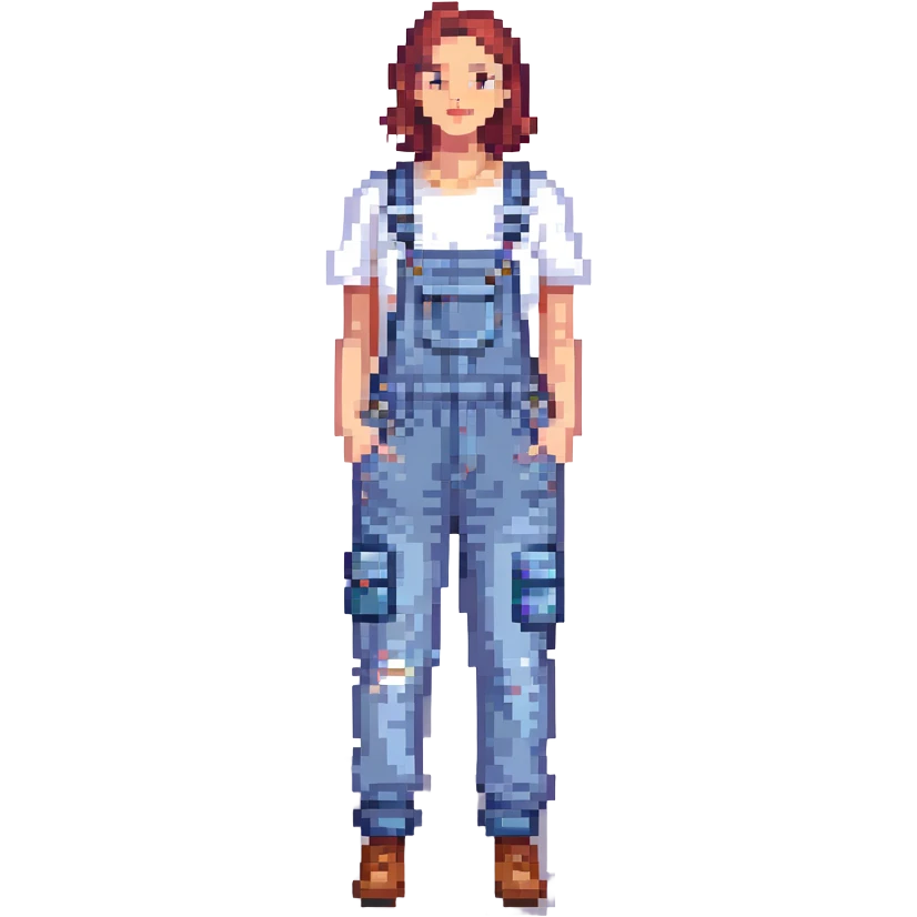 A woman in overalls emoji