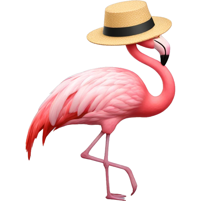 Flamingo with a hat emoji