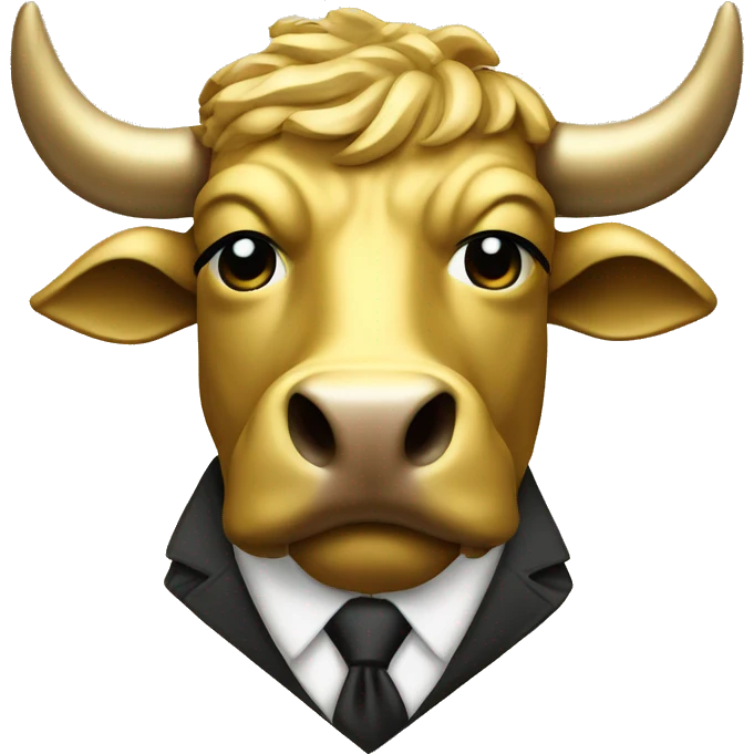 golden wall street bull portrait mascot  emoji