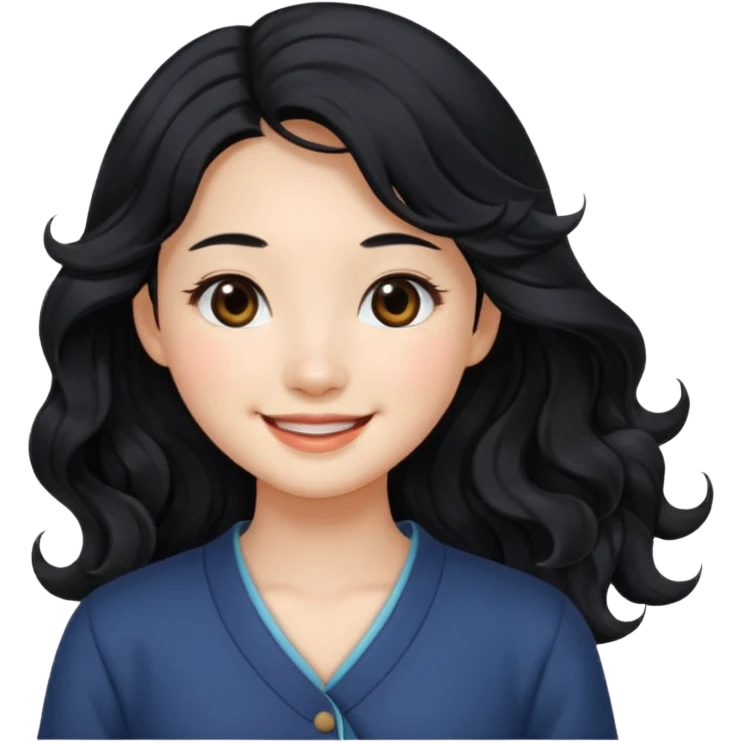 Beautiful girl,Black hair,wavy hair，long hair,Black eyes,Chinese emoji