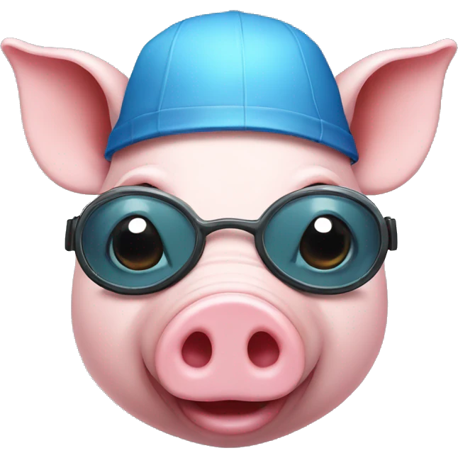 Head of a pig with a swimming cap and goggles emoji