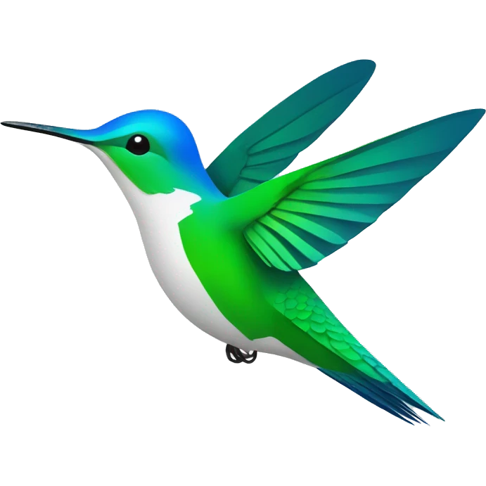 hummingbird graphic sharp shape blue, green, white emoji