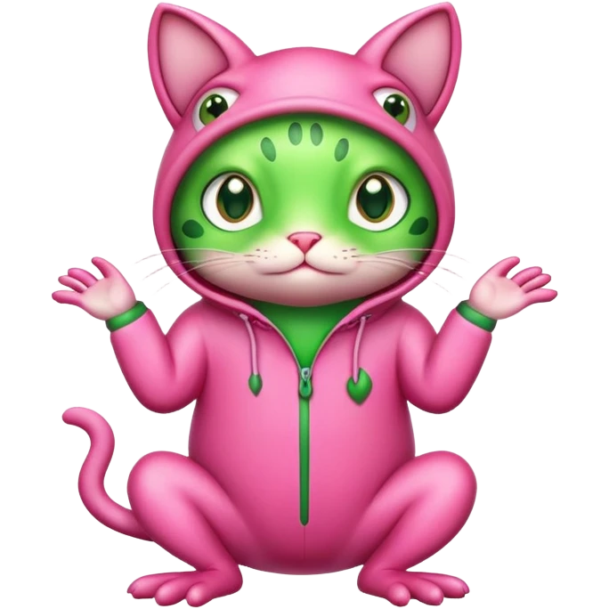 Cat in a pink frog suit emoji