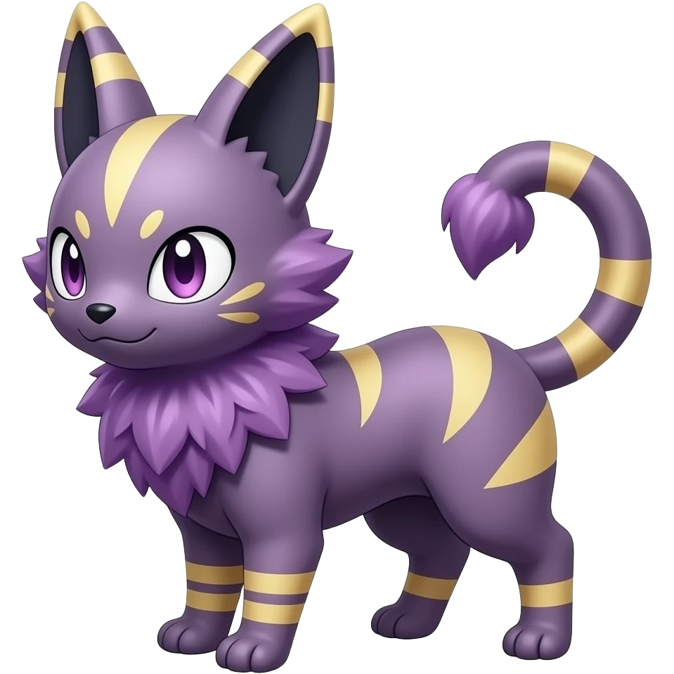 Realistic shiny Wisteria-colored Demonic Furret-Umbreon-Noibat-Litten-Zorua-Pokémon-Fakémon-hybrid emoji