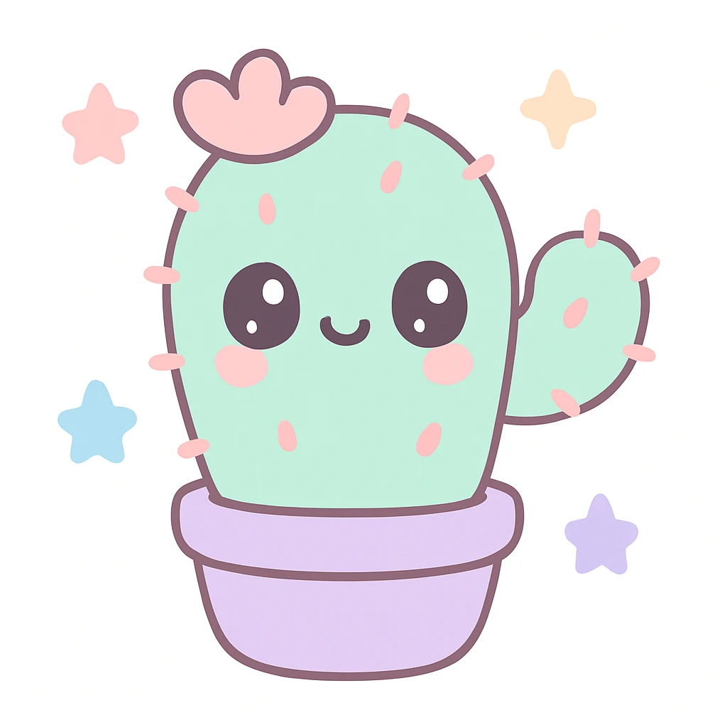 cute cartoon style cactus, simple and friendly emoji