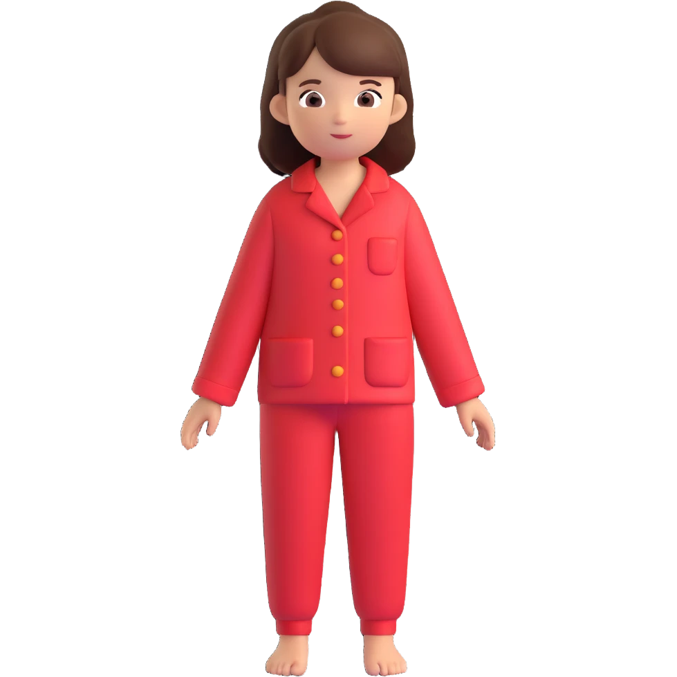 A blogger girl in red pajamas emoji