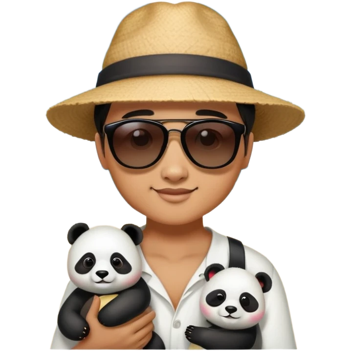 Person with Panda a panda seating at the beach emoji
