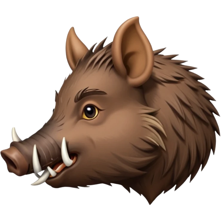 Wild boar face side view with extremely long tusks emoji realistic emoji