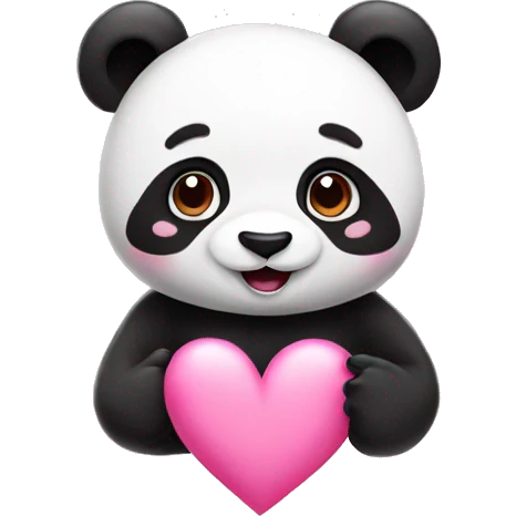 Panda with floating pink heart emojis emoji