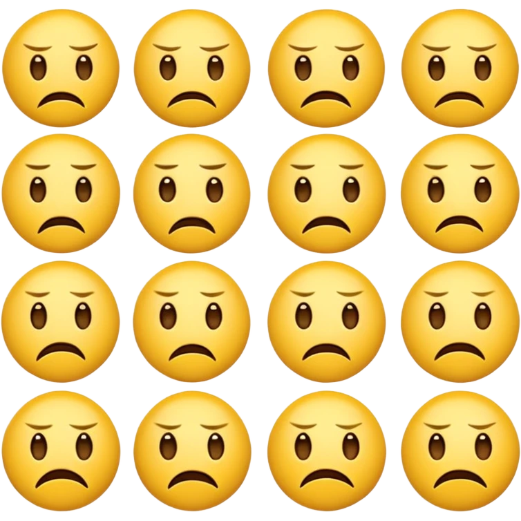Create emoticons for me with a face in different emotions, these are supposed to be those yellow round faces that are on the keyboard emoji