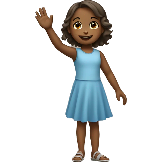 little girl wave right hand emoji
