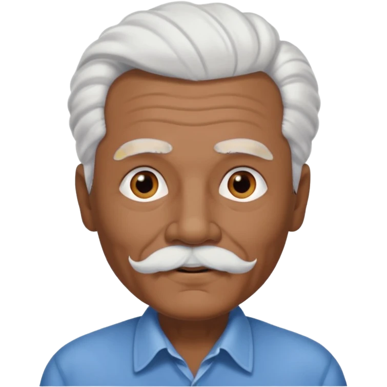 
An elderly man emoji with medium-dark skin tone, full white hair styled in thick, swept-back waves, thick white eyebrows, and a neatly groomed small white mustache. His face is clean-shaven aside from the mustache, giving him a tidy and classic look. emoji