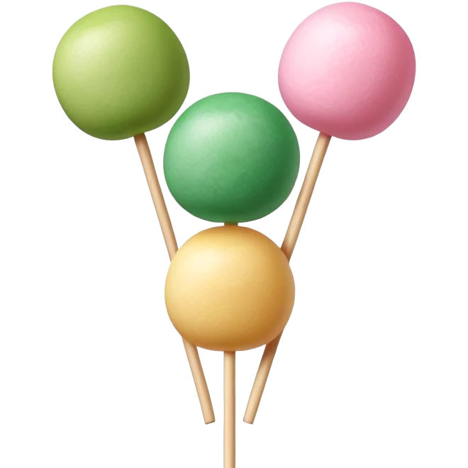 Japanese dango with three colorful rice balls on a stick, traditional hanami dango with pink, white, and green colors emoji