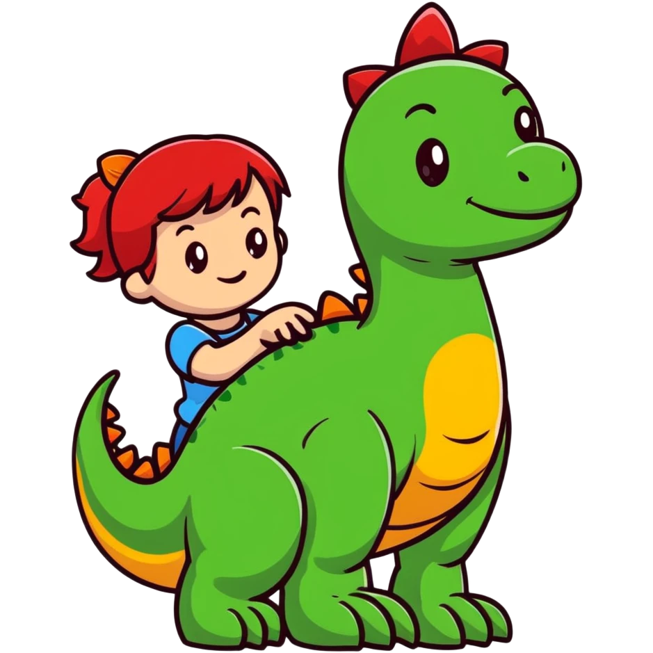 red-haired girl with a dinosaur tail and paws emoji
