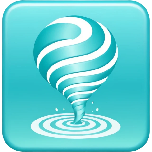a Tiny compressed Stylized light-turquoise wind tornado symbol inside a pastel gradient white square icon, light turquoise borders emoji