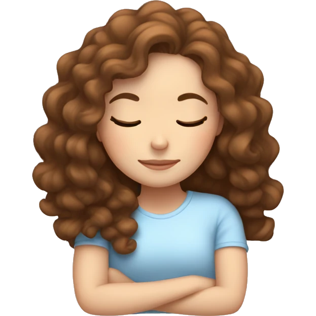 White girl with curly brown hair sleeping  emoji