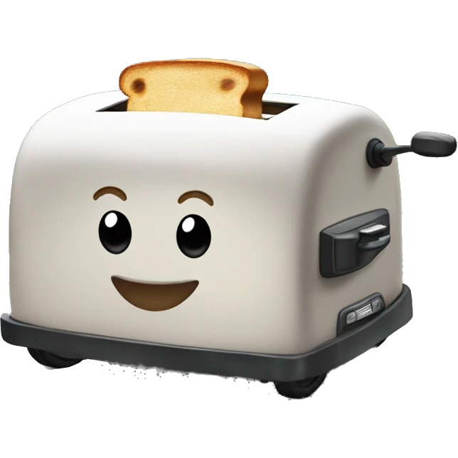 Giant deformed toaster driving down the road emoji
