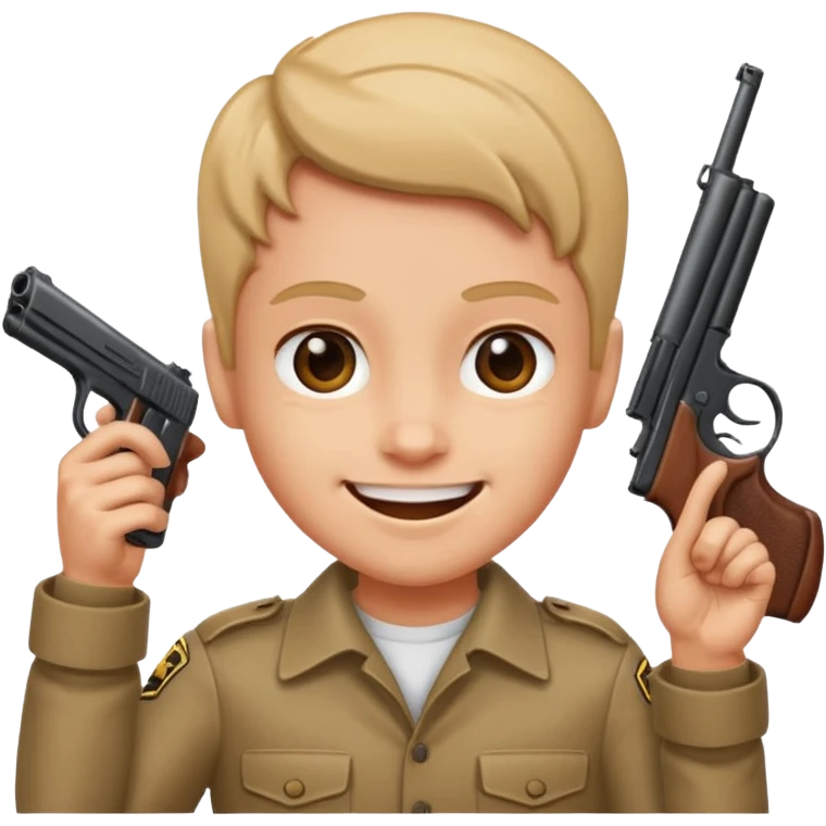 Person smiling pointing gun at head emoji