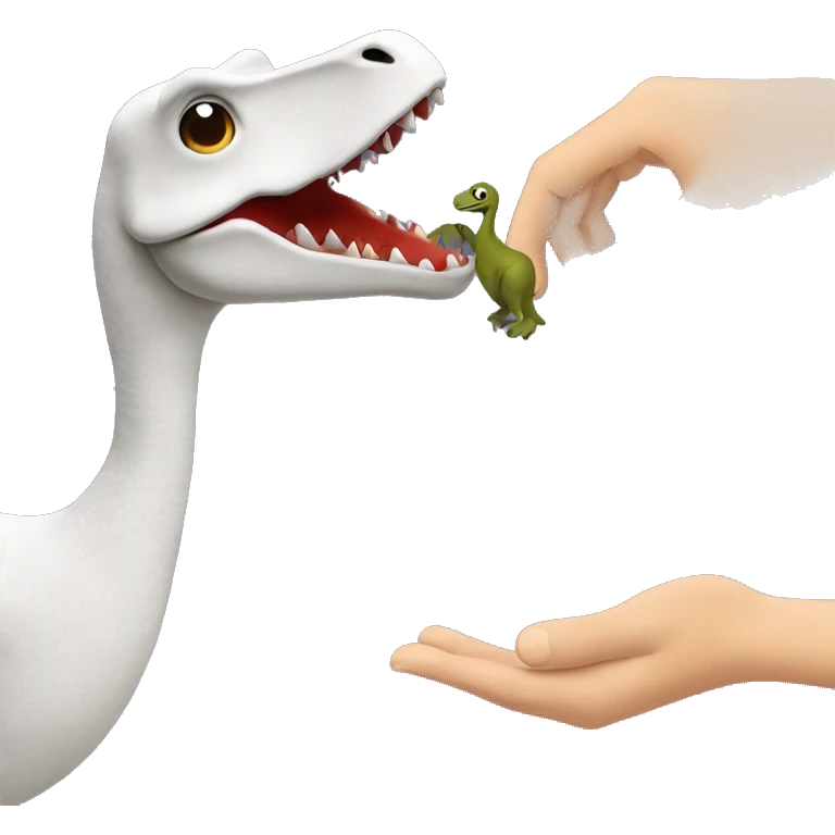 Goose hodin hand with a t-rex emoji