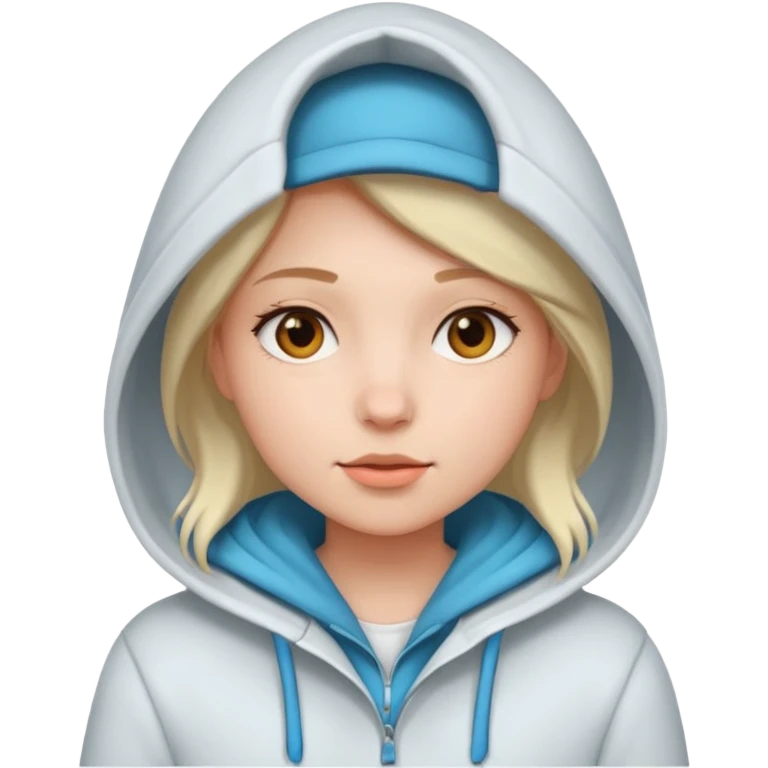 Girl, cold White Coat with Hoodie  emoji