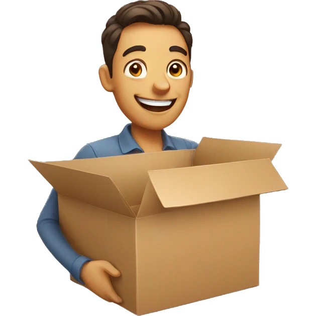 happy man holding box emoji