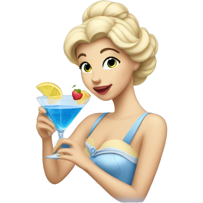 Cinderella drinking a cocktail  emoji